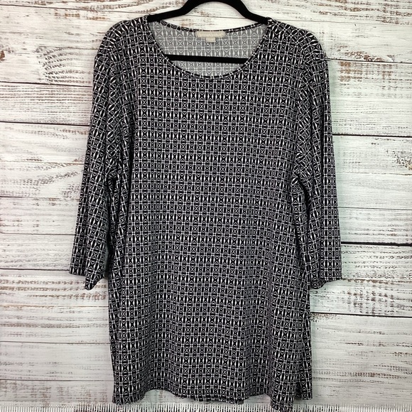 WOMAN WITHIN PLUS SIZE 18 20 TOP BLACK WHITE BLOUSE GUC - Picture 3 of 12